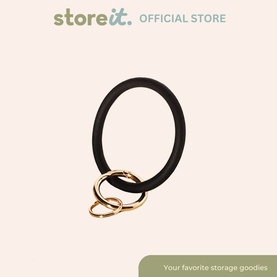 Silicone Wristlet Keychain - Plain Black