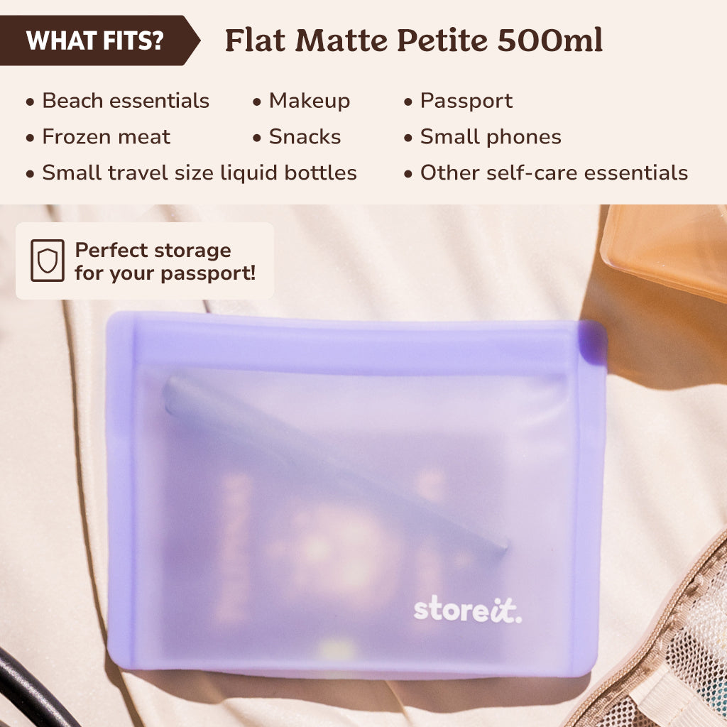 Flat Matte Petite 500ml Silicone Pouch - Lavender