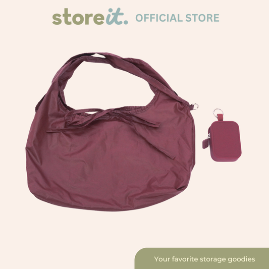 Store It Pocket Pod (Silicone Keychain + Mini Tote) - Burgundy Red