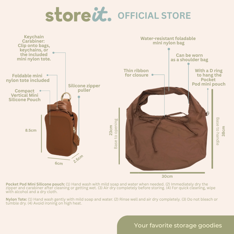 Store It Pocket Pod (Silicone Keychain + Mini Tote) - Jet Black