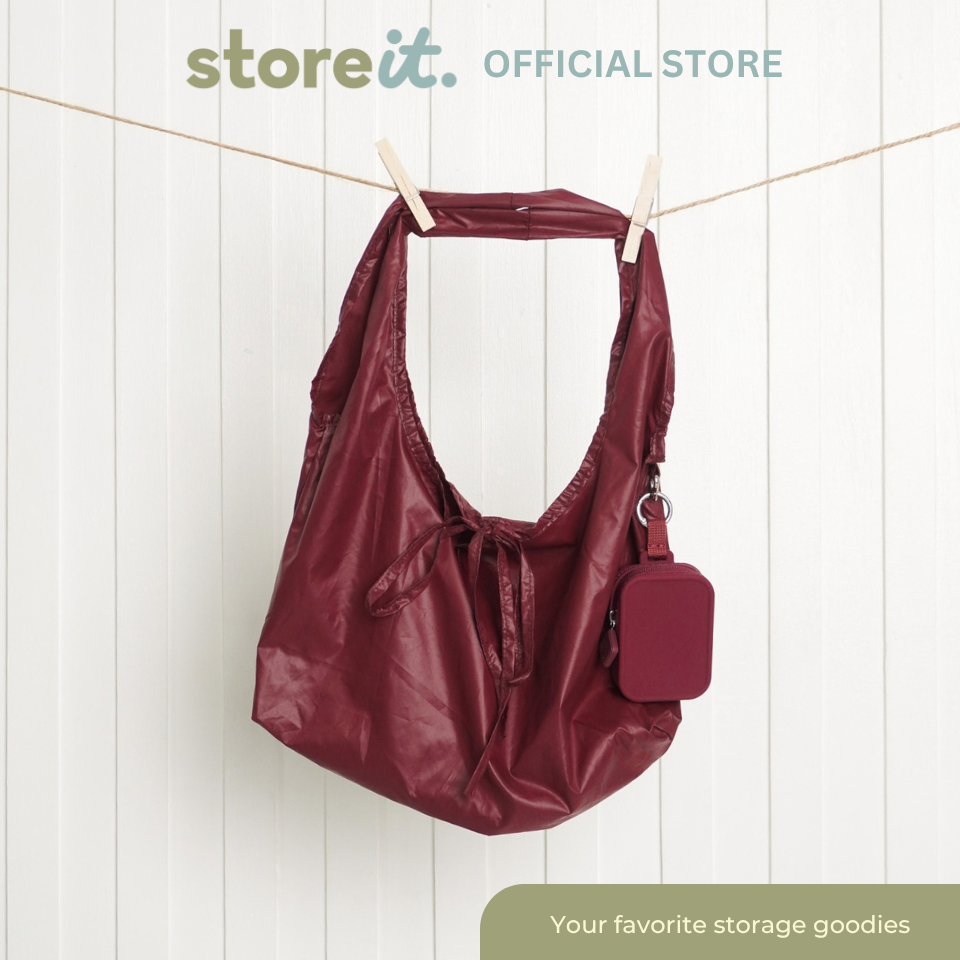Store It Pocket Pod (Silicone Keychain + Mini Tote) - Burgundy Red