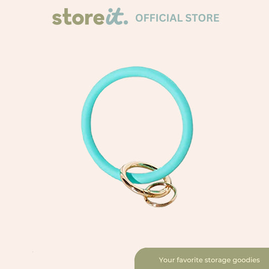 Silicone Wristlet Keychain - Plain Aqua