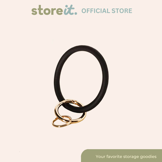 Silicone Wristlet Keychain - Plain Black