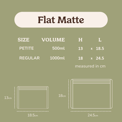 Flat Matte Petite 500ml Silicone Pouch - Coco White