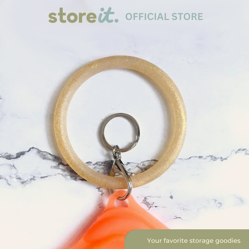 Silicone Wristlet Keychain - Glittered Gold