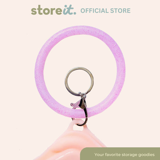 Silicone Wristlet Keychain - Glittered Pink