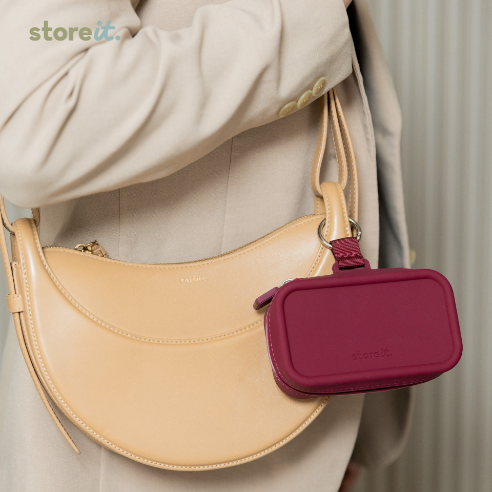 Mini Cloud Organizer Keychain - Burgundy Red
