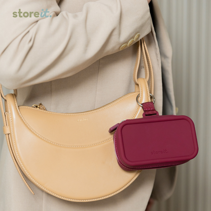 Mini Cloud Organizer Keychain - Burgundy Red