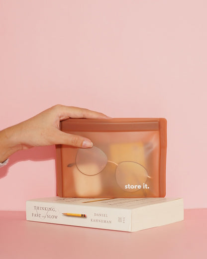 Flat Matte Petite 500ml Silicone Pouch - Cocoa